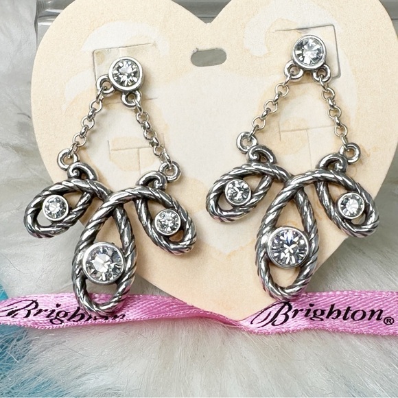 Brighton McKinney Bib Crystal Silver Plate Post Chandelier Earrings NWT